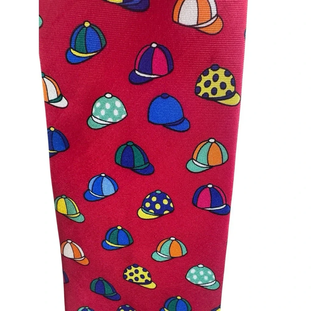 Allyn Neckwear Red Silk Equestarian Jockey Caps‎ Necktie Kentucky Derby Wear